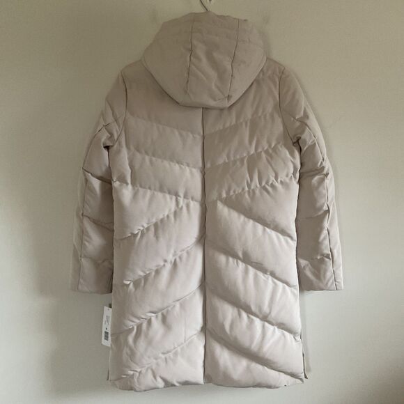 French Connection Hooded Puffer Quilted Jacket Coat Sz M Ecru Water Repellent - Picture 4 of 15